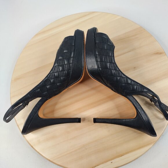 COLE HAAN Nike Air Heels Black Quilted Leather Open Toe High Heels Women US 8B - Picture 8 of 12